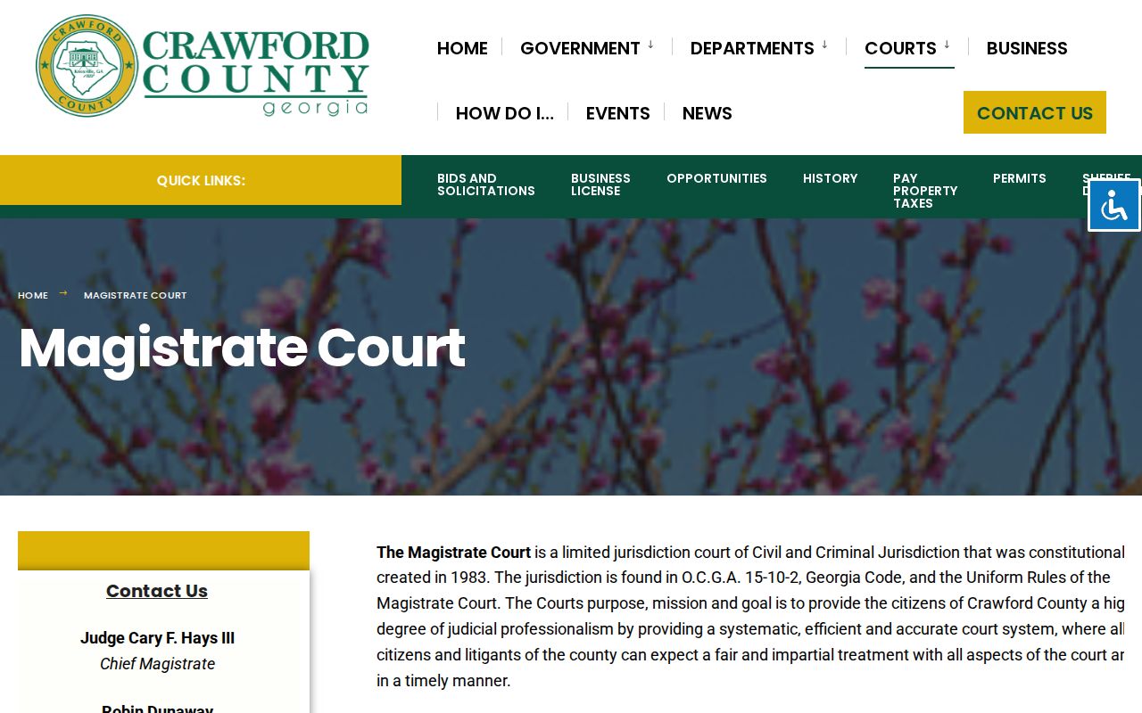 Crawford County criminal case records at Magistrate Court