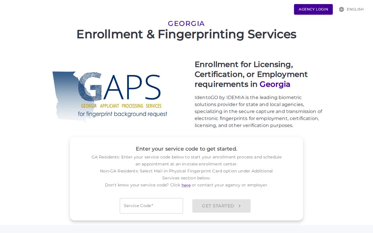 Crawford County official fingerprint criminal history registration through GAPS