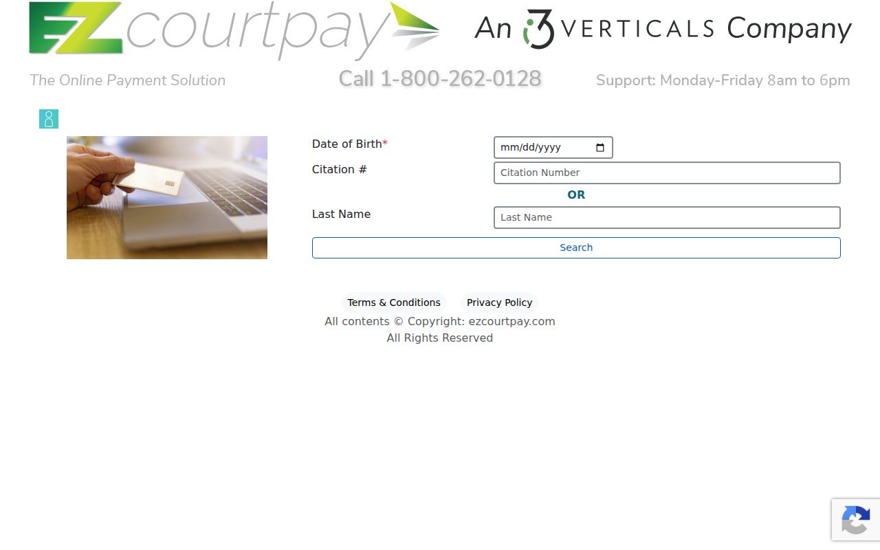 Roberta criminal citation lookup fields in EZCourtPay