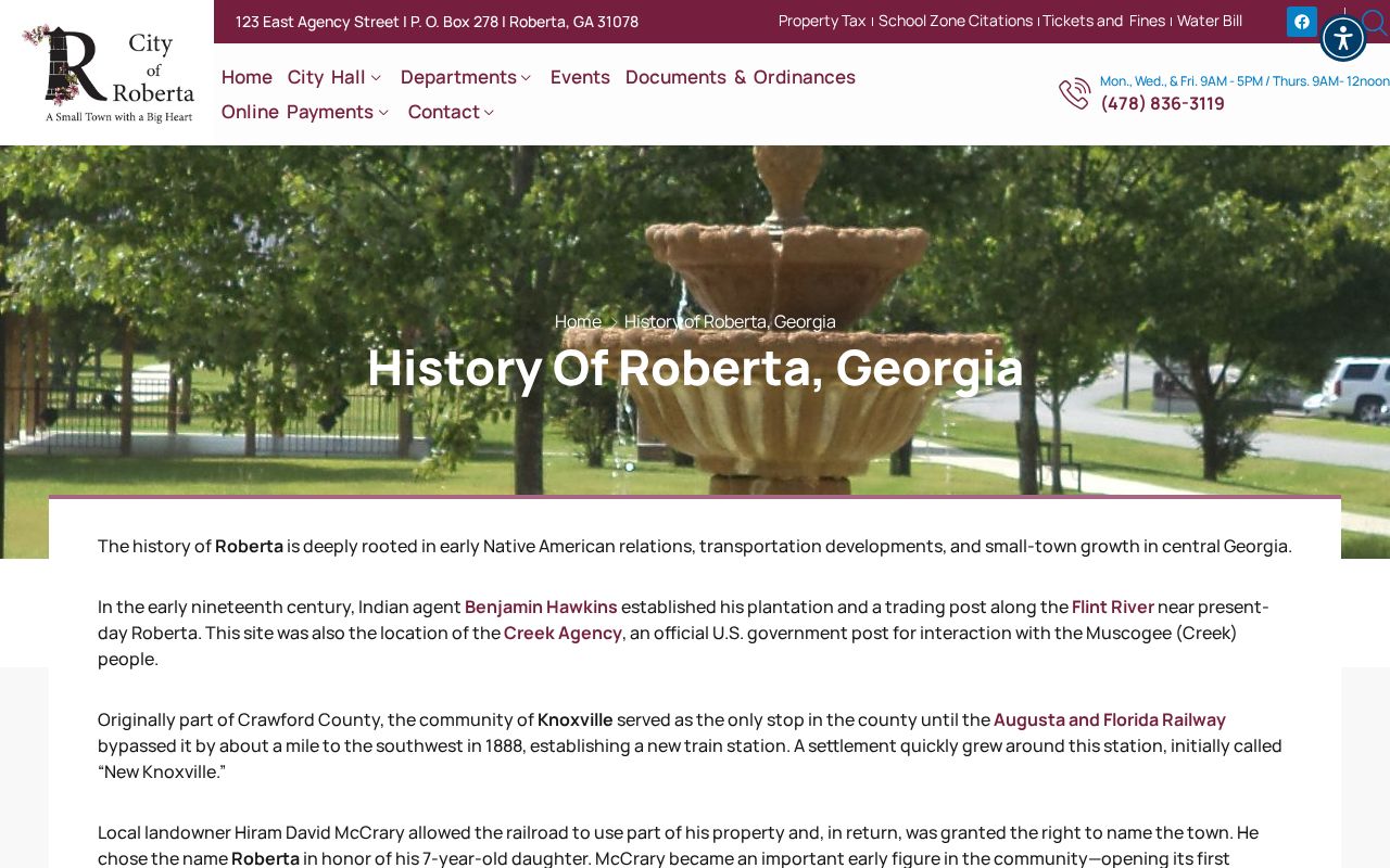 Roberta railroad depot history and criminal records geography